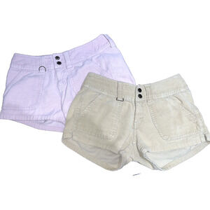 Aeropostale Women's Utility Surplus Corduroy Shorts LOT of 2 Pink Tan Sz 0